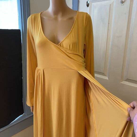 New oc order plus YellowGold Layer Lagenlook JerseyKnit Long Sleeve Maxi Dress L - Picture 10 of 10